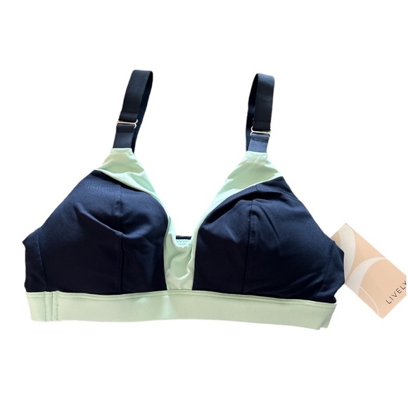 NWT Lively Bra Swim Top, Colorblock Navy/Aqua, Size S - Picture 1 of 4